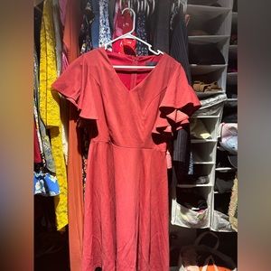 Bridesmay Dress Coral - Size Large Flutter Sleeves